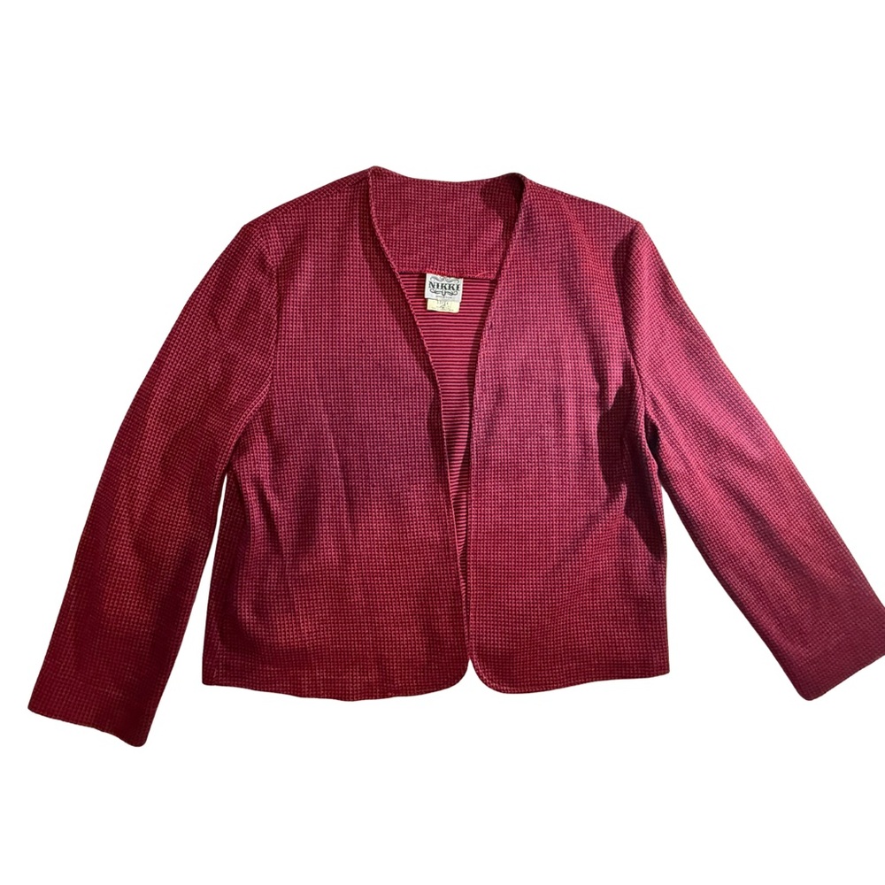 Vintage NIKKI Open-Front Knit Blazer – Made in USA – Size 13/14